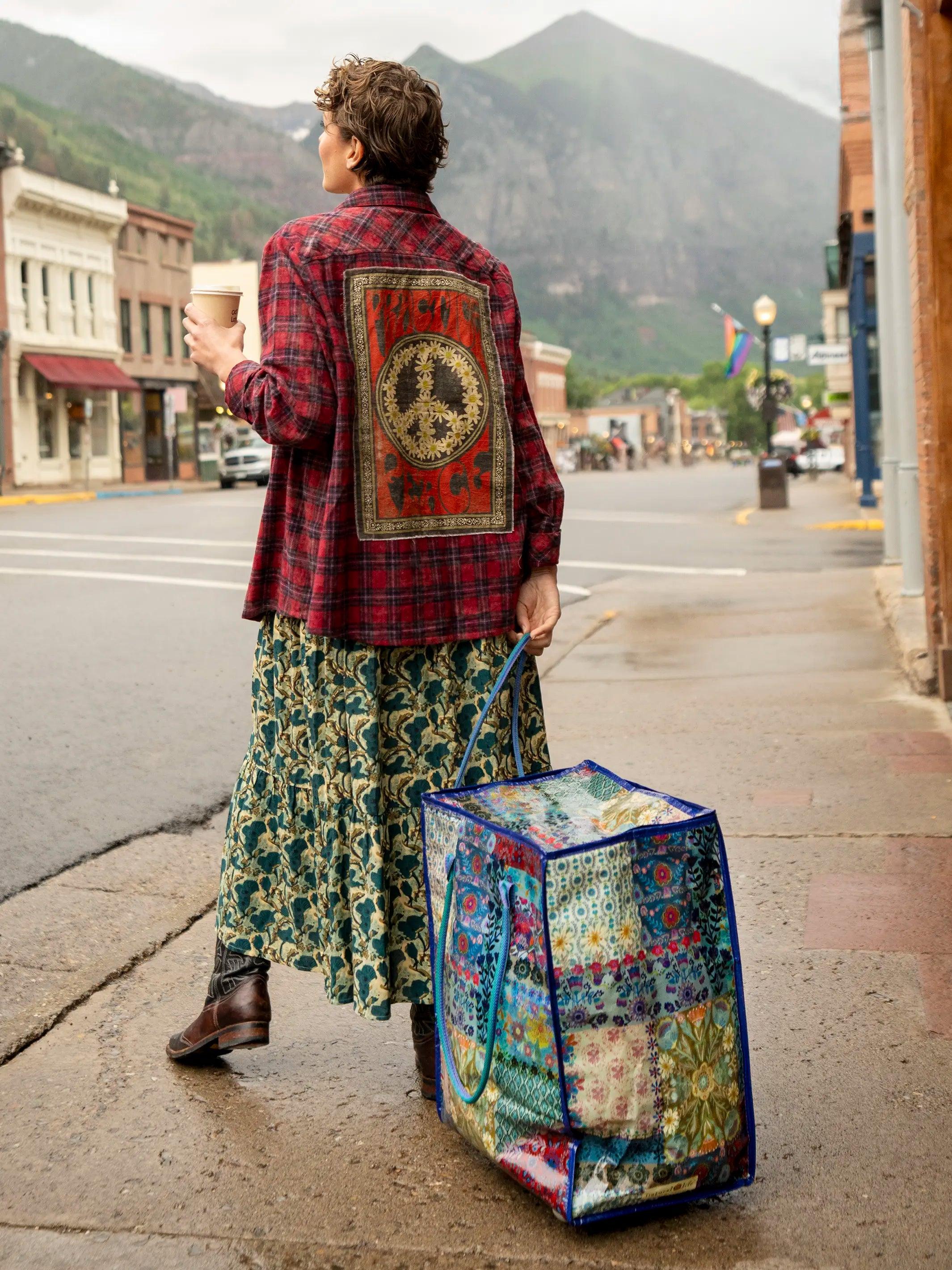 Rolling Tote Bag - Mandala Borders Patchwork Product Image