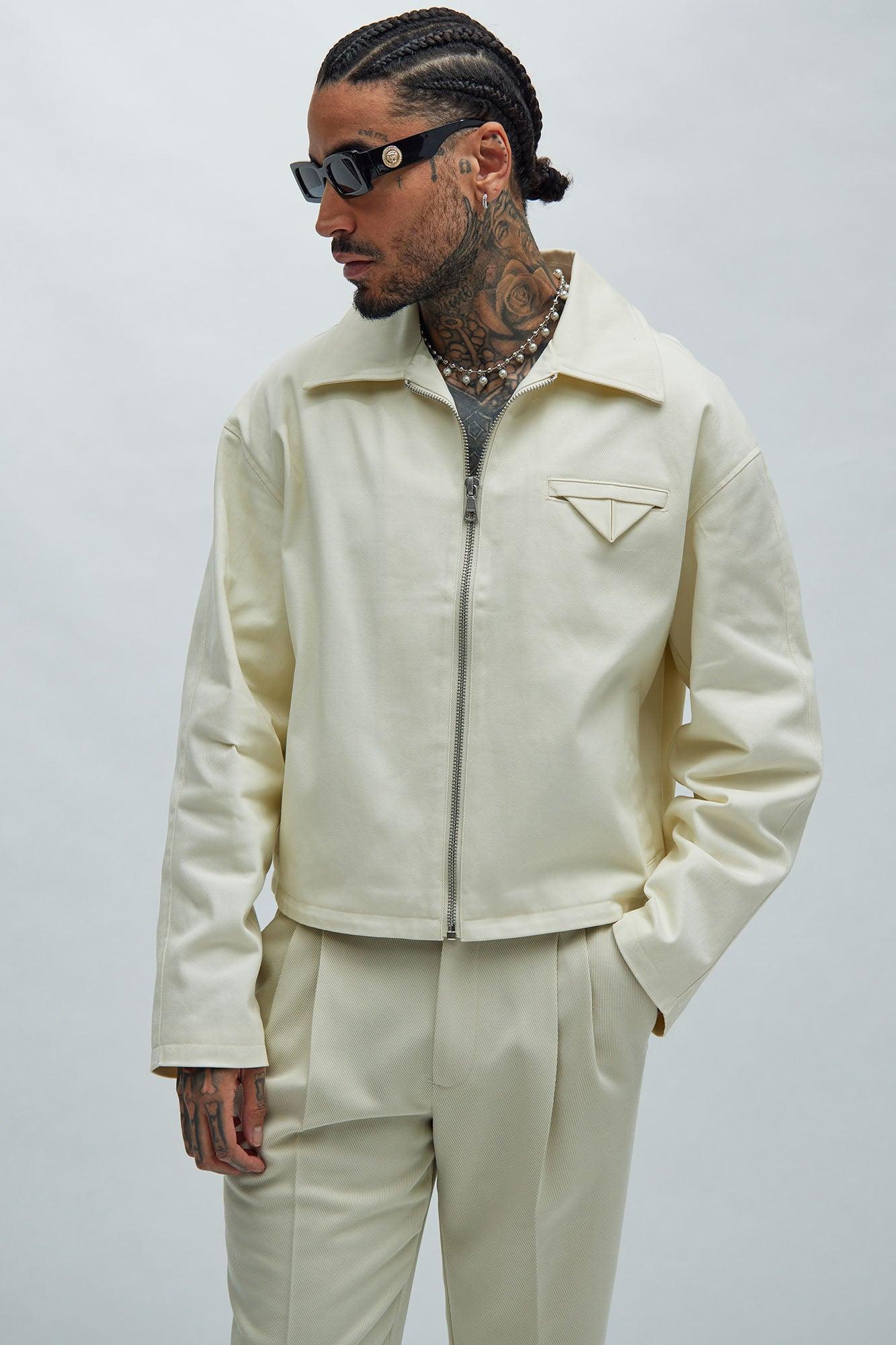 Bordeaux Cropped Chore Jacket - Off White Product Image