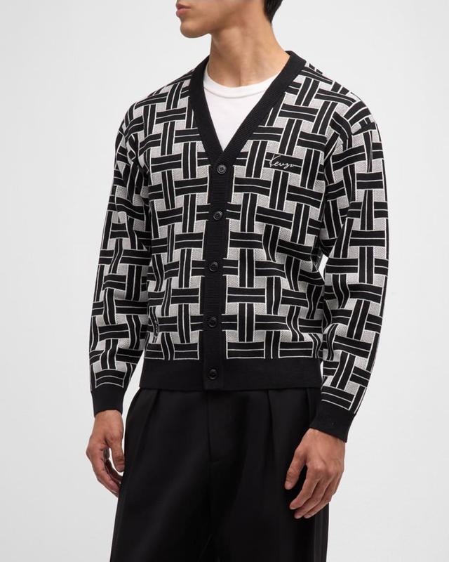 Mens Two-Tone Weave Cardigan Product Image