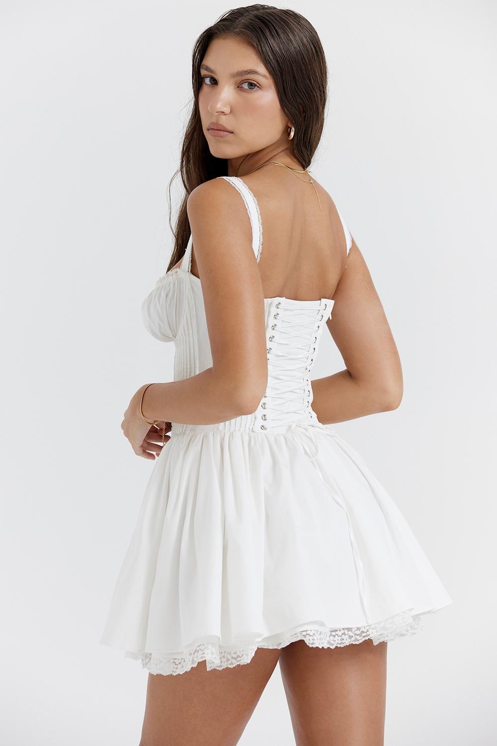 Pietra White Corset Mini Dress Product Image