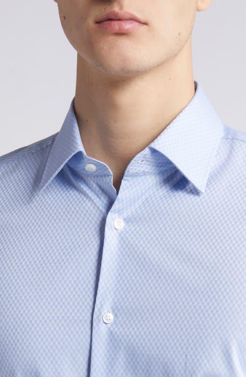 Boss Hank Geometric Pattern Stretch Cotton Dress Shirt In Open Blue Product Image