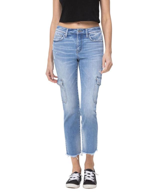 Women's Mid Rise Slim Straight Cargo Jeans Product Image