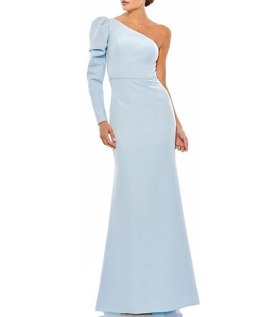 Mac Duggal One Sleeve Sheath Crepe Mermaid Gown Product Image