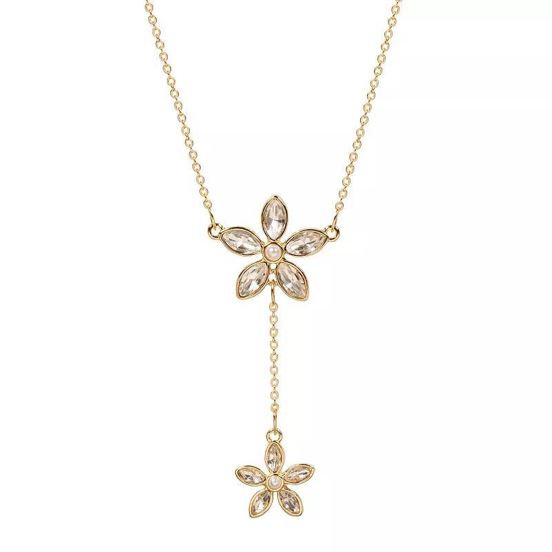 LC Lauren Conrad Gold Tone Floral Drop Necklace, Womens, Clear Product Image