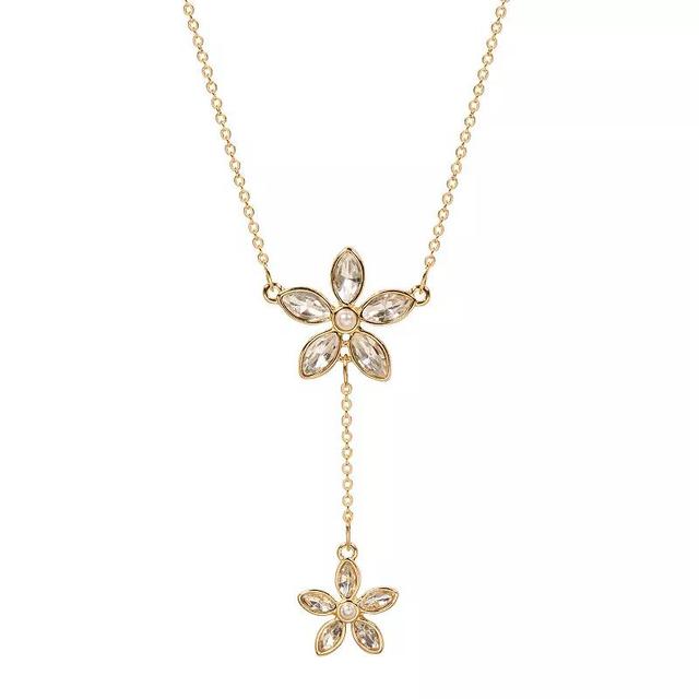 LC Lauren Conrad Gold Tone Floral Drop Necklace, Womens, Clear Product Image