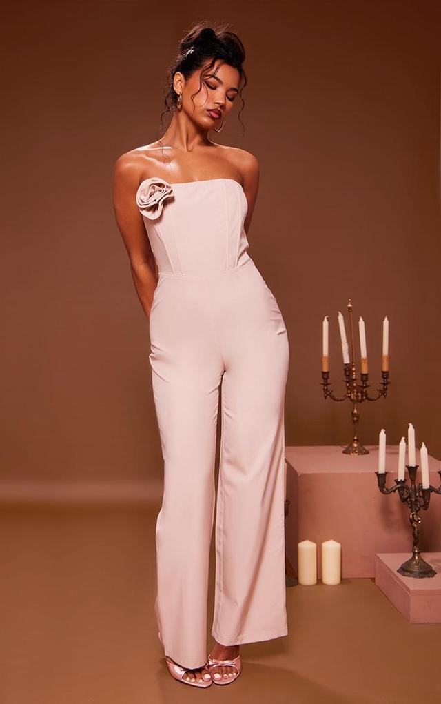 Stone Corsage Detail Bandeau Corset Wide Leg Jumpsuit Product Image