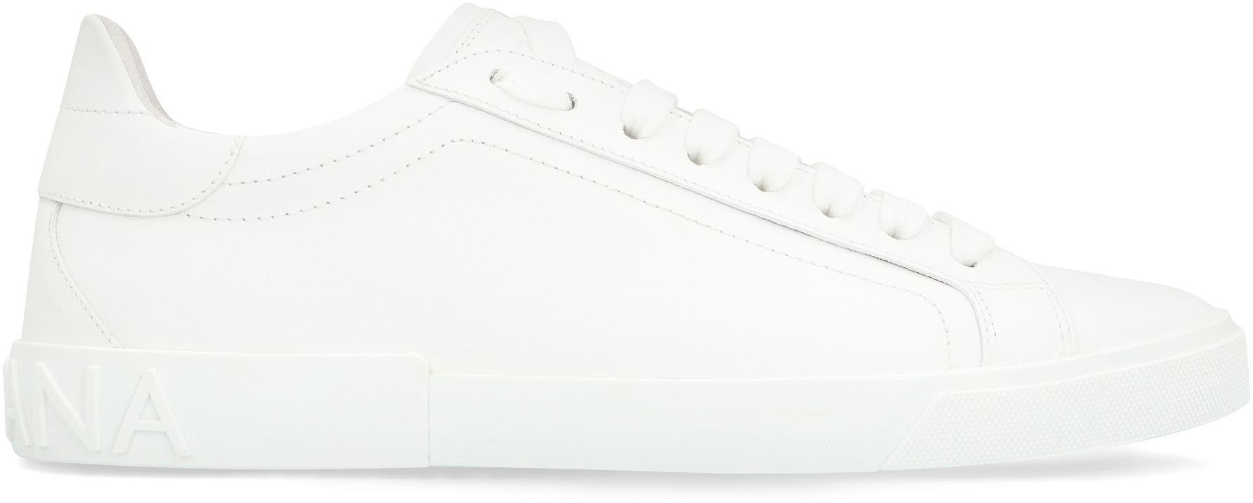 Portofino Vintage Leather Low-top Sneakers In White Product Image