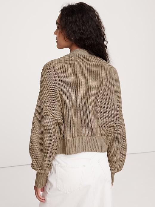 Oversized Cropped Cotton Cardigan Product Image