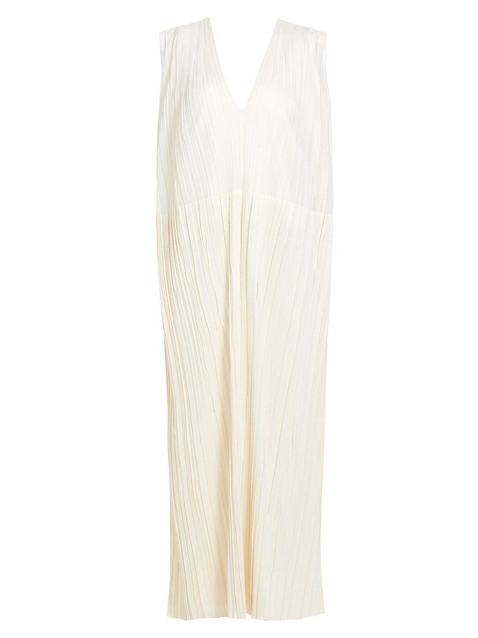 Womens Silk Pleated Maxi-Dress Product Image