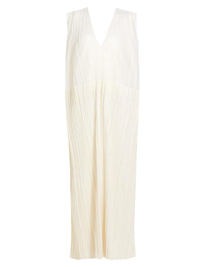 Womens Silk Pleated Maxi-Dress Product Image