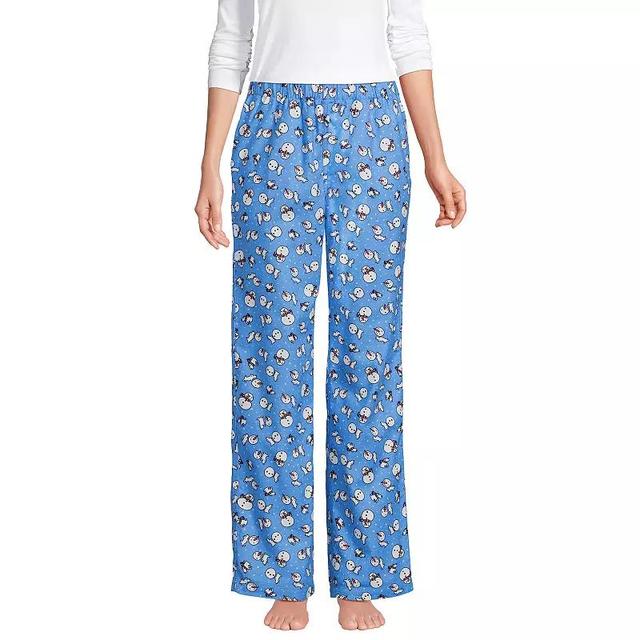 Petite Lands End Womens Flannel Pajama Pants Deep Blue Pups Product Image