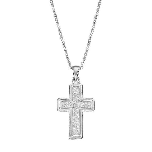 Sterling Silver Cross Pendant Necklace, Womens Grey Product Image