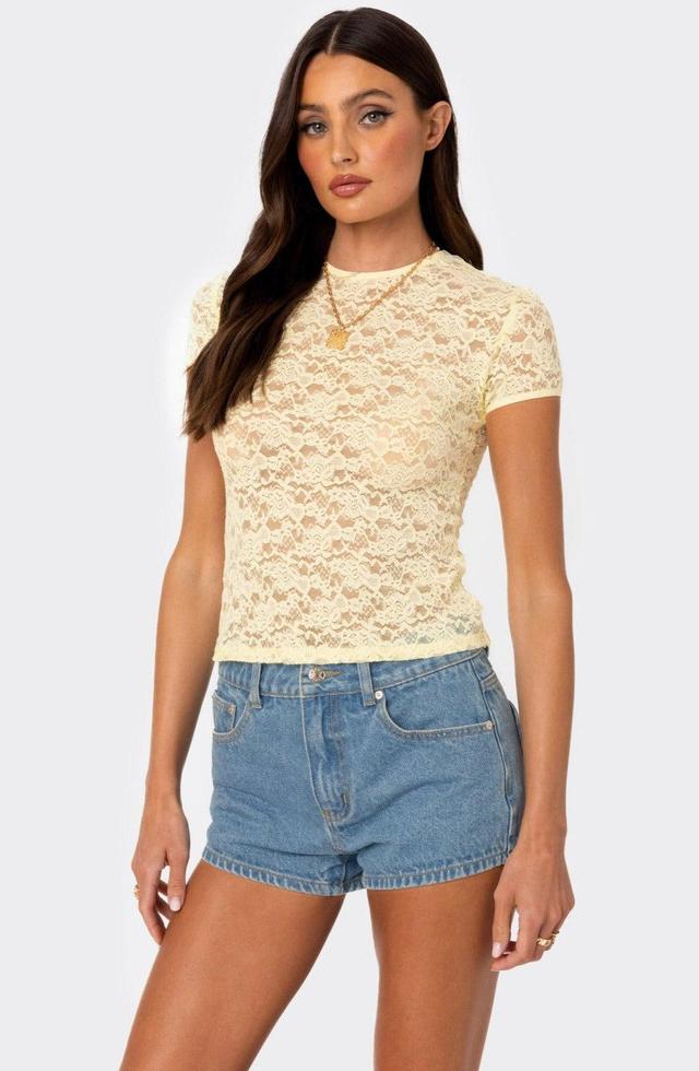 Kaori Sheer Lace T Shirt Product Image