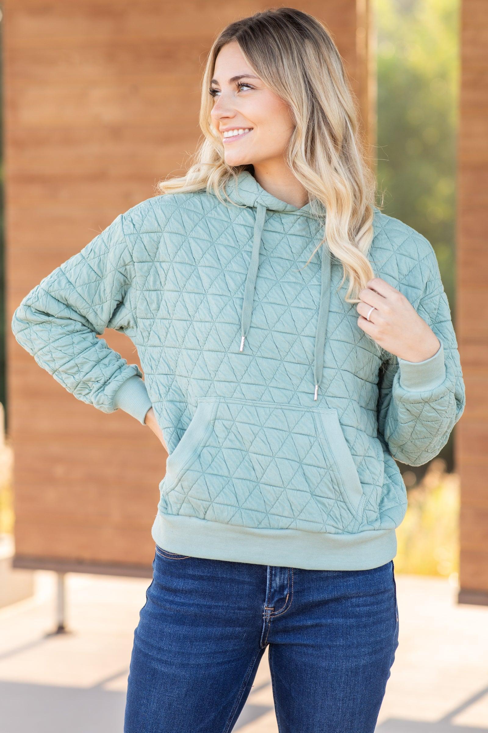 Quilted Knit Kangaroo Pocket Hoodie Product Image