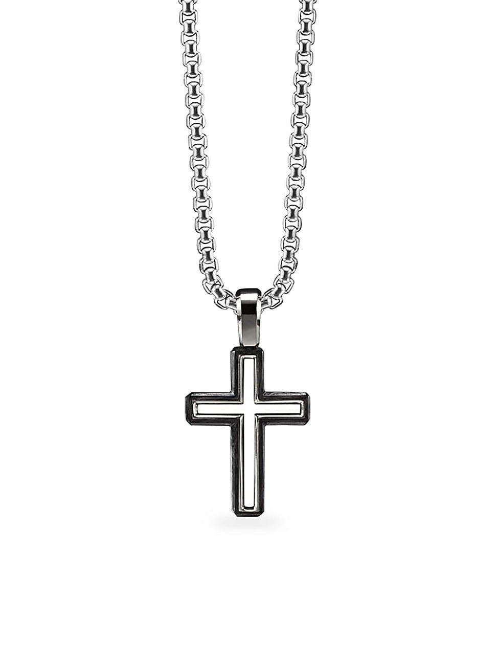 Mens Roman Cross Enhancer Sterling Silver Pendant Product Image