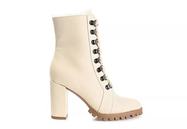 Journee Collection Fauna Tru Comfort Foam Womens Heeled Ankle Boots Ivory Product Image