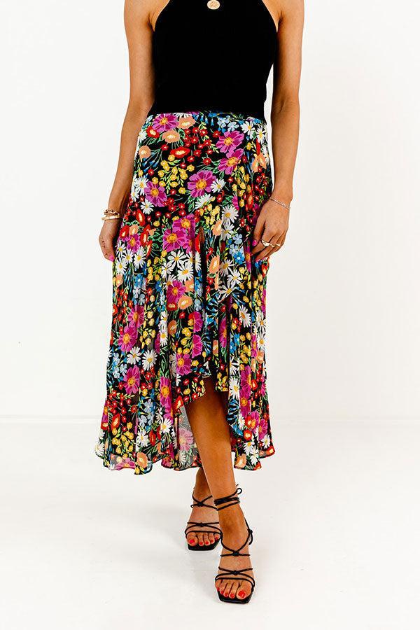 Only Sunshine Floral Skirt In Black Product Image