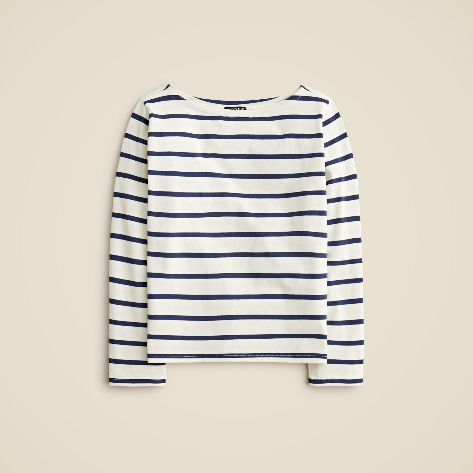 Long-sleeve boatneck T-shirt in mariner jersey Product Image