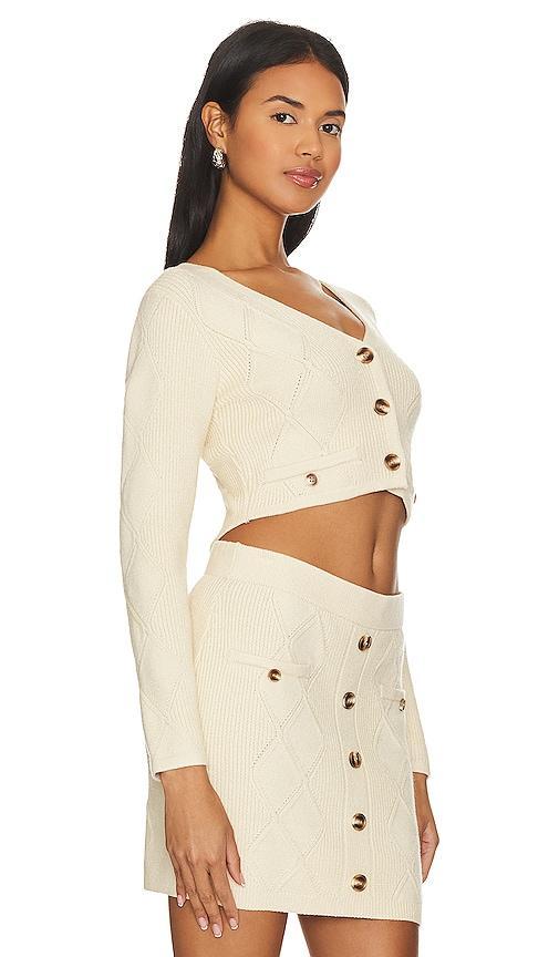 Central Park West Bella Cable Cardigan in Ivory. Size M. Product Image