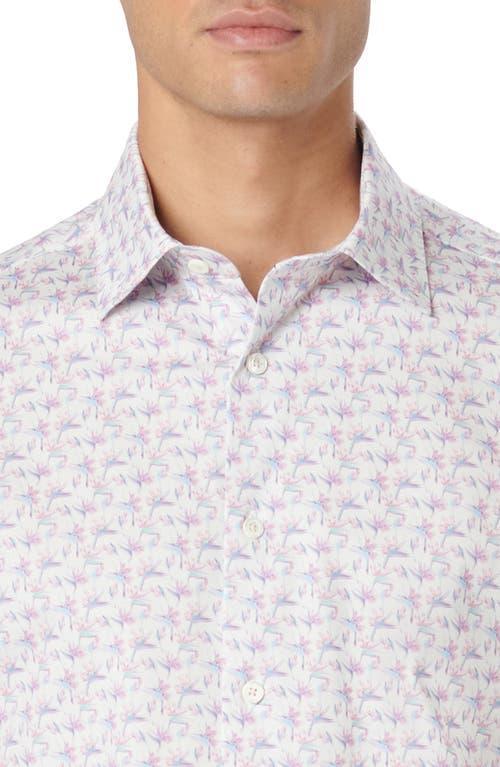 BUGATCHI Milo Ooohcotton® Birds Of Paradise Print Short Sleeve Button-up Shirt In Pink Product Image