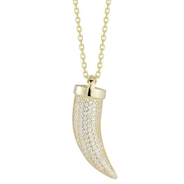 Sunkissed Sterling 14k Gold Over Silver Cubic Zirconia Horn Necklace, Womens Yellow Product Image