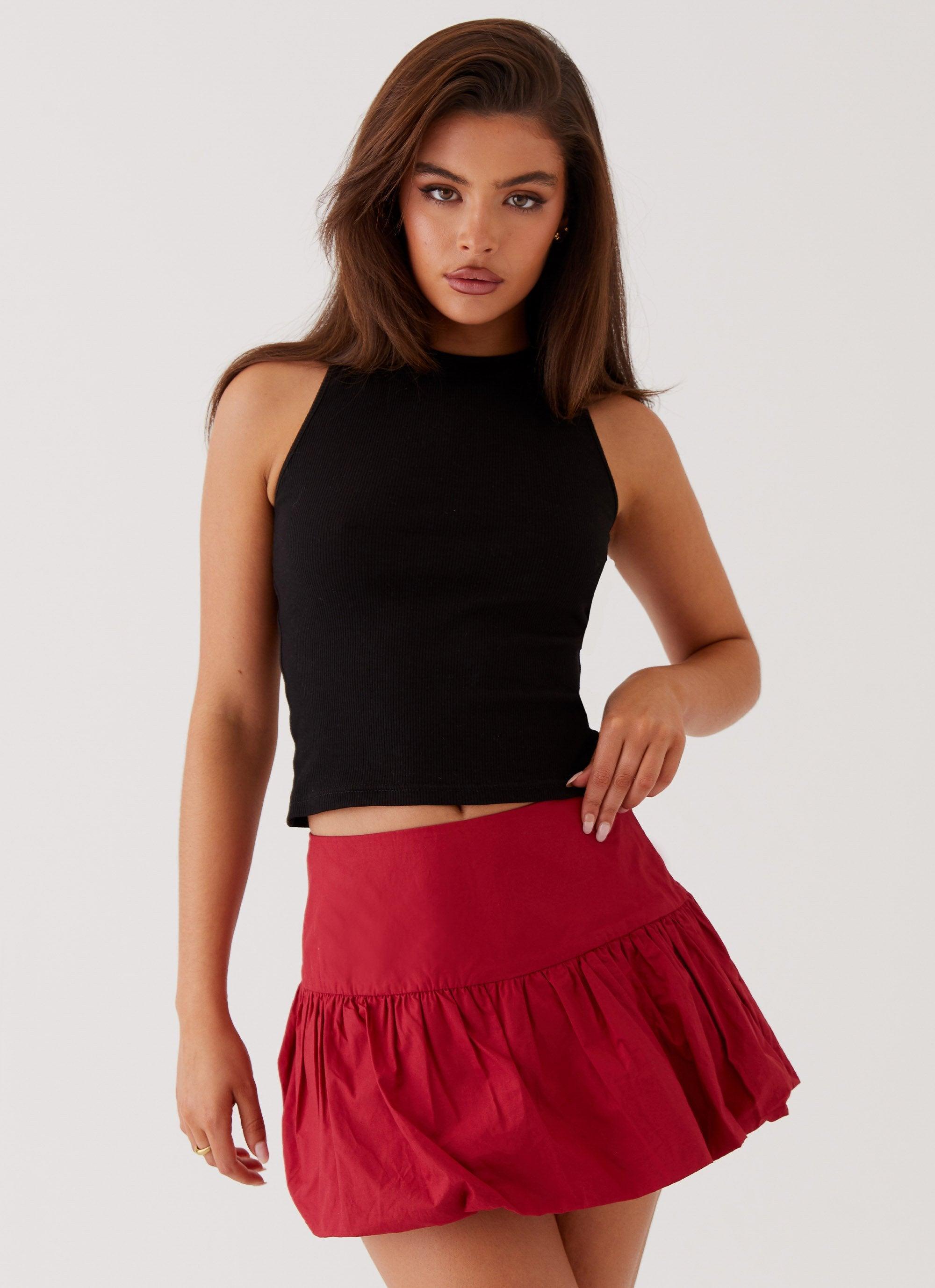 Hotel California Low Rise Mini Skirt - Red Product Image