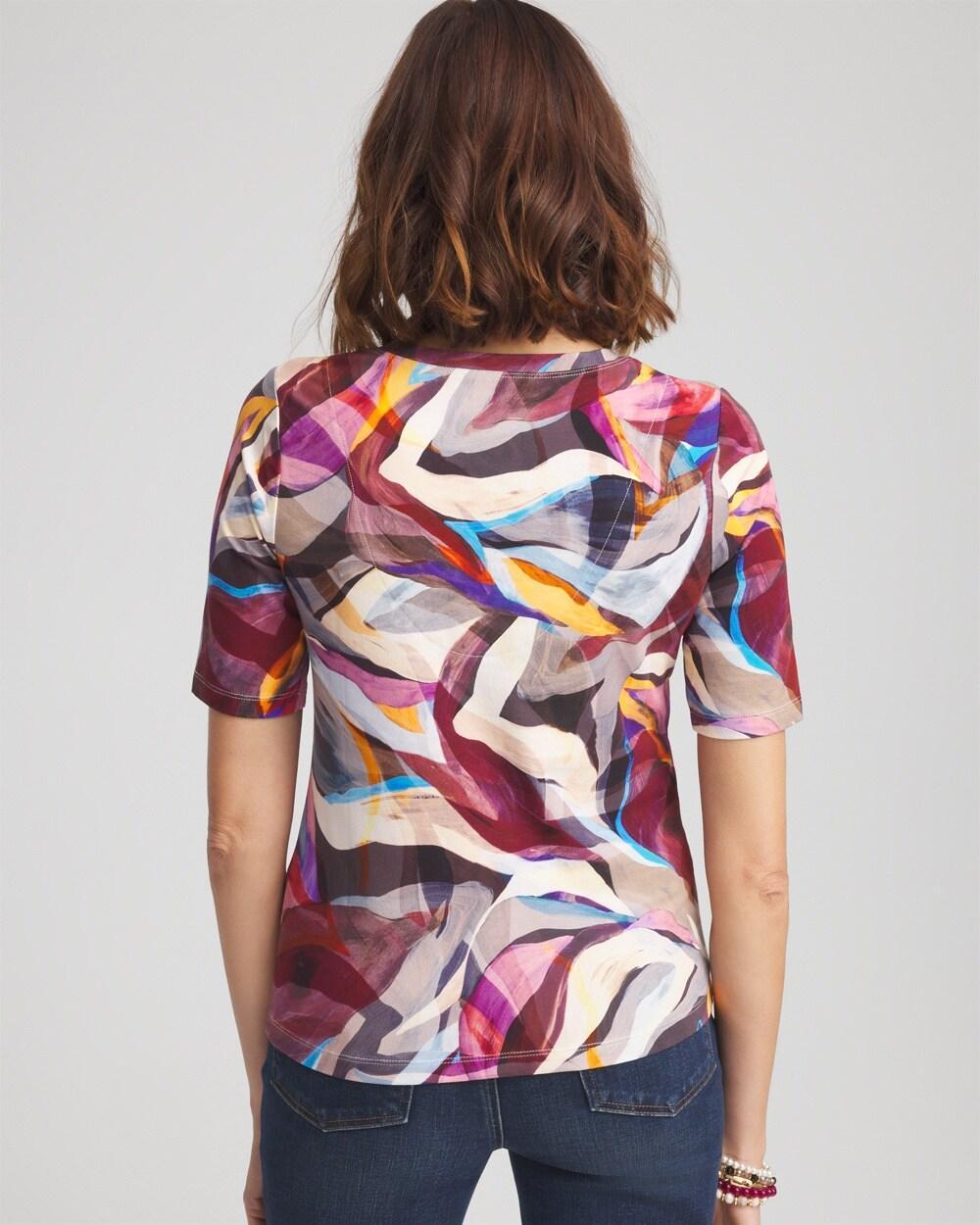 Abstract V-Neck Elbow Sleeve Tee Product Image