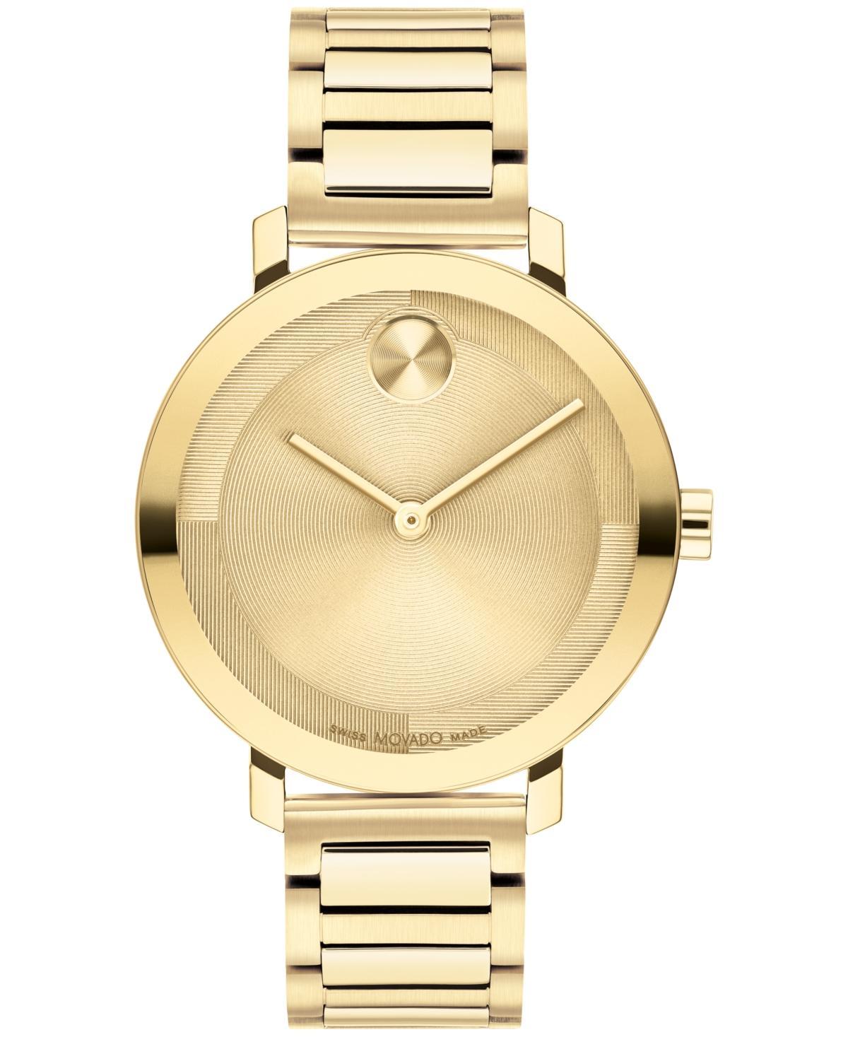 Movado Womens Bold Evolution 2.0 Swiss Quartz Ionic Plated Light Gold-Tone 2 Steel Watch 34mm - Gold-Tone Product Image