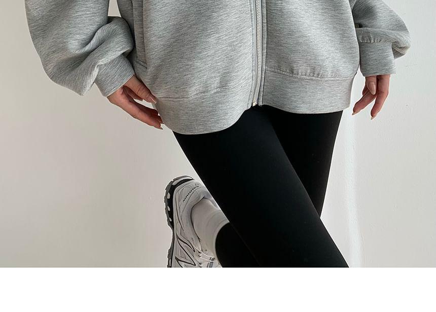 Plain Zip Oversized Hoodie Product Image