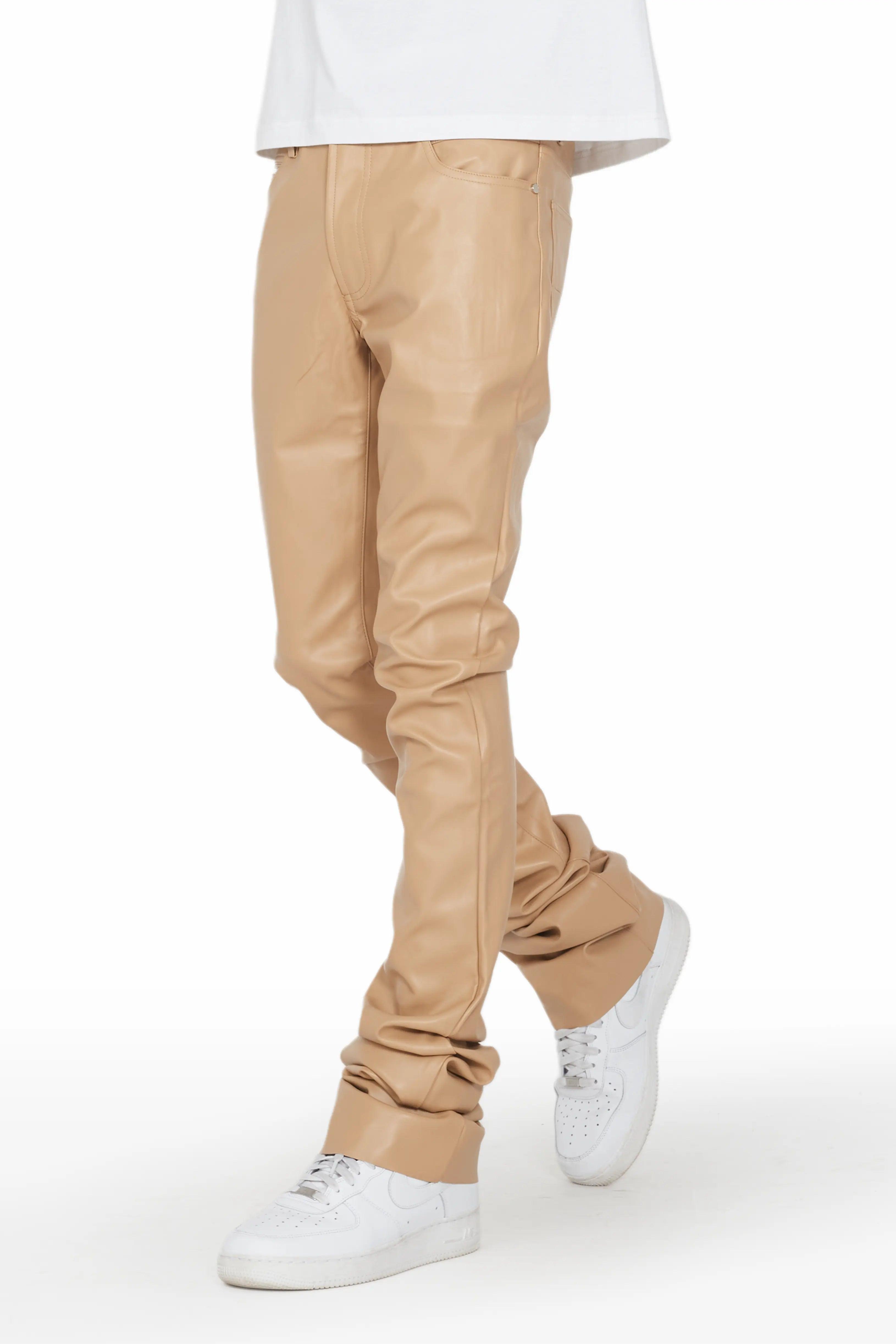 Ricky Tan Super Stacked Faux Leather Pant Male Product Image