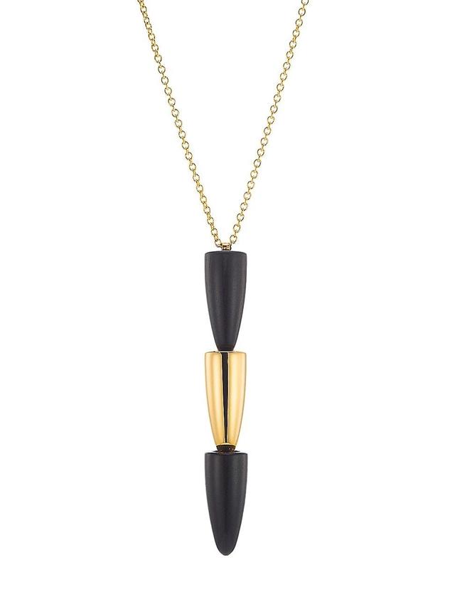 Womens Calla 18K Rose Gold & Ebony Pendant Necklace Product Image