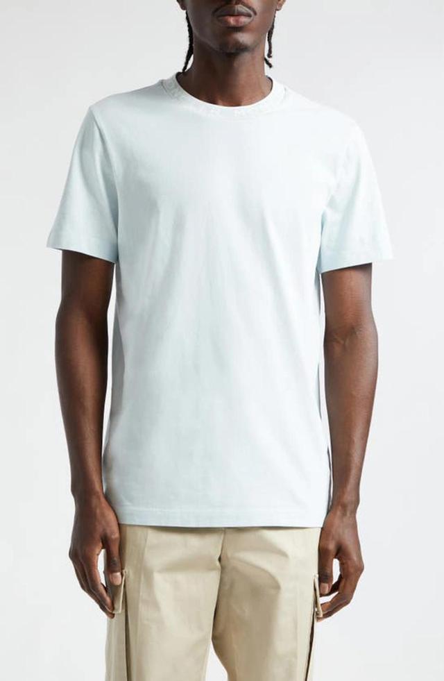 MONCLER Logo Jacquard Crewneck T-shirt In Pastel Blue Product Image