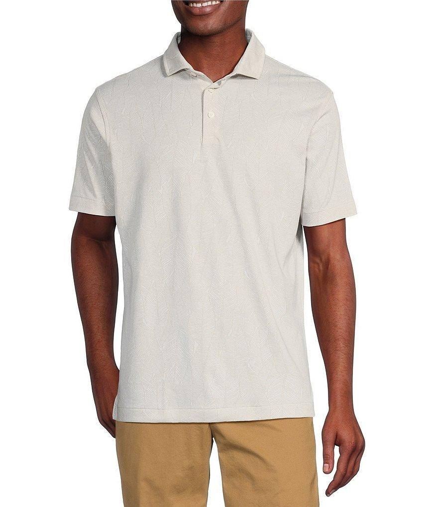 Cremieux Blue Label Lightweight Jacquard Leaf Print Short Sleeve Polo Shirt Product Image