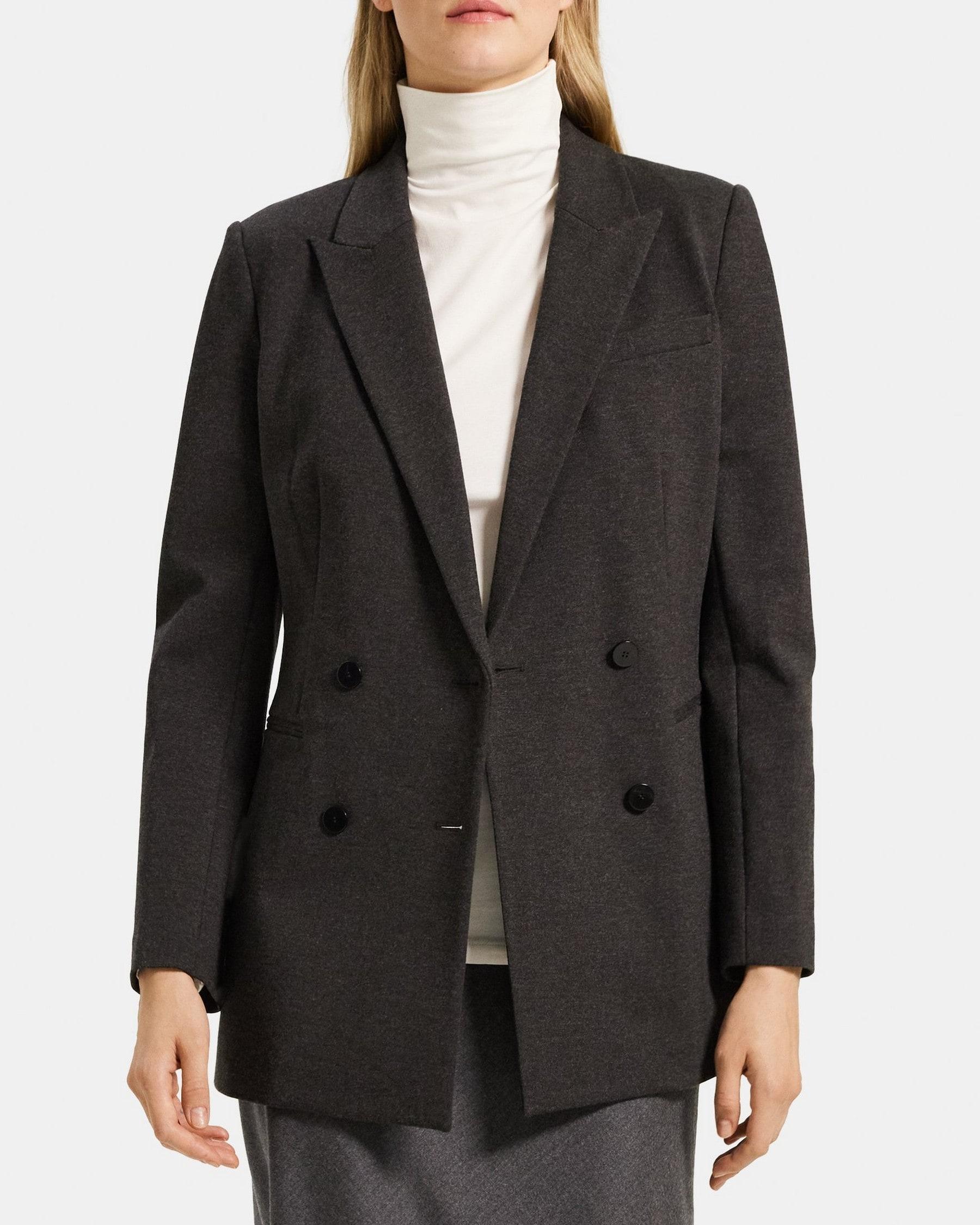 Double-Breasted Blazer in Heathered Stretch Knit Ponte product image