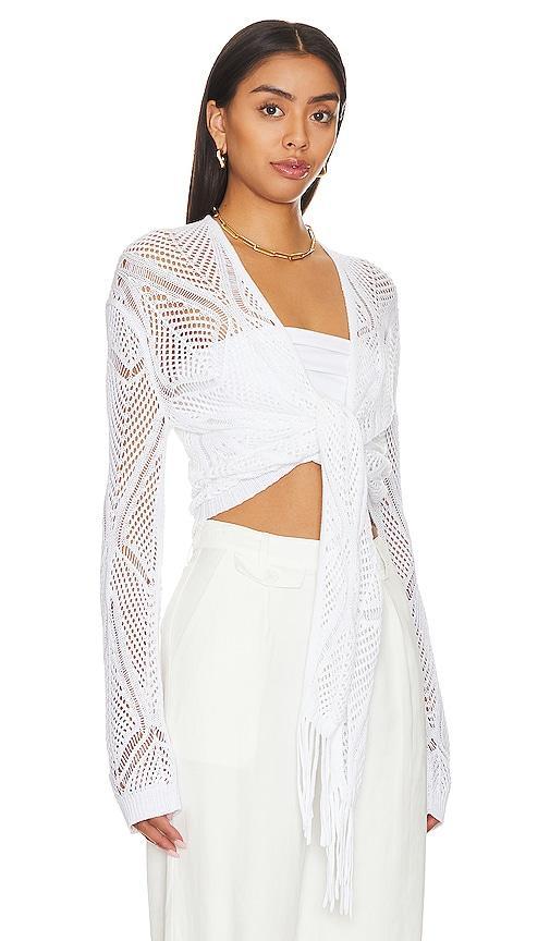 Autumn Cashmere Tie Front Cardigan in White. Size L, S, XL, XS. Product Image