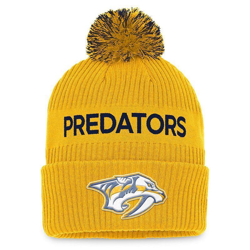 Mens Fanatics Branded /Navy Nashville Predators 2022 NHL Draft Authentic Pro Cuffed Knit Hat with Pom Product Image