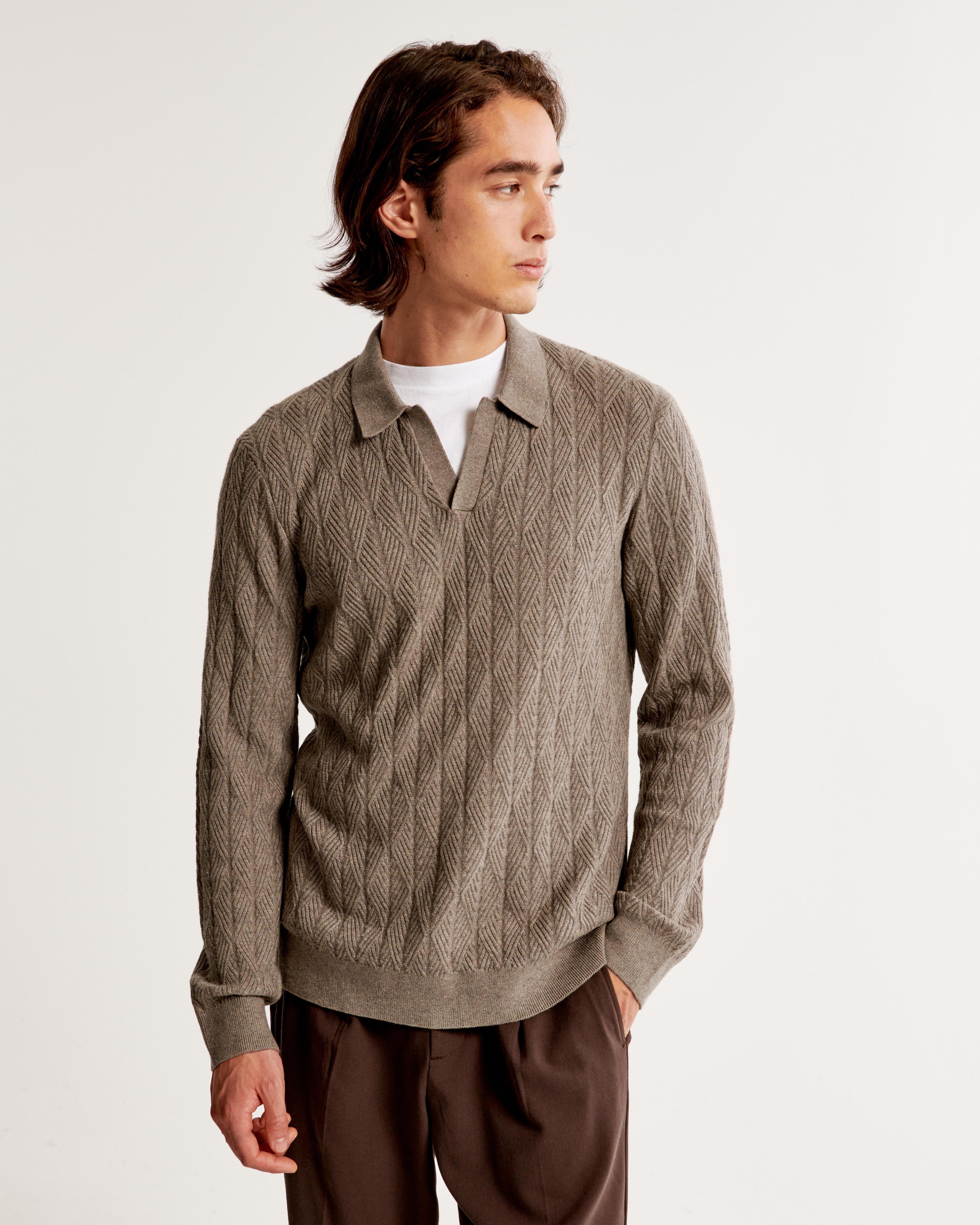 Long-Sleeve Johnny Collar Sweater Polo Product Image