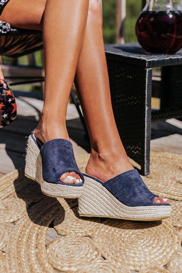 The Mariposa Faux Suede Wedge In Navy Product Image