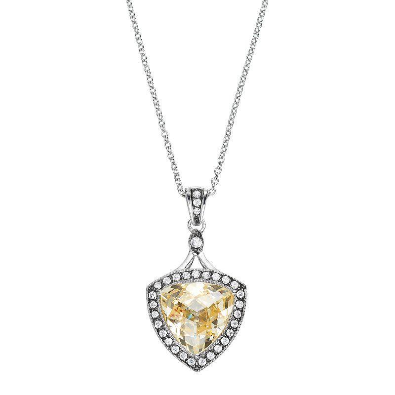 SIRI USA by TJM Sterling Silver Cubic Zirconia Halo Pendant, Womens Yellow Product Image