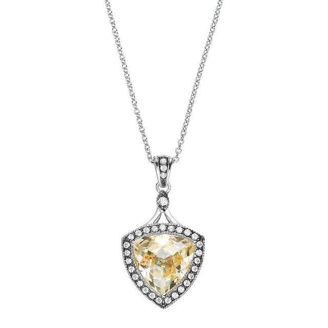 SIRI USA by TJM Sterling Silver Cubic Zirconia Halo Pendant, Womens Yellow Product Image