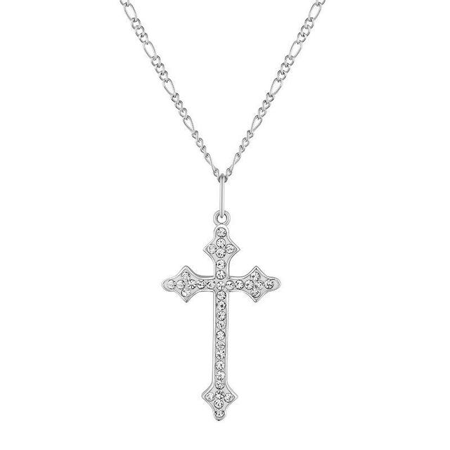 Chrystina Crystal Cross Pendant Necklace, Womens Silver Tone Product Image