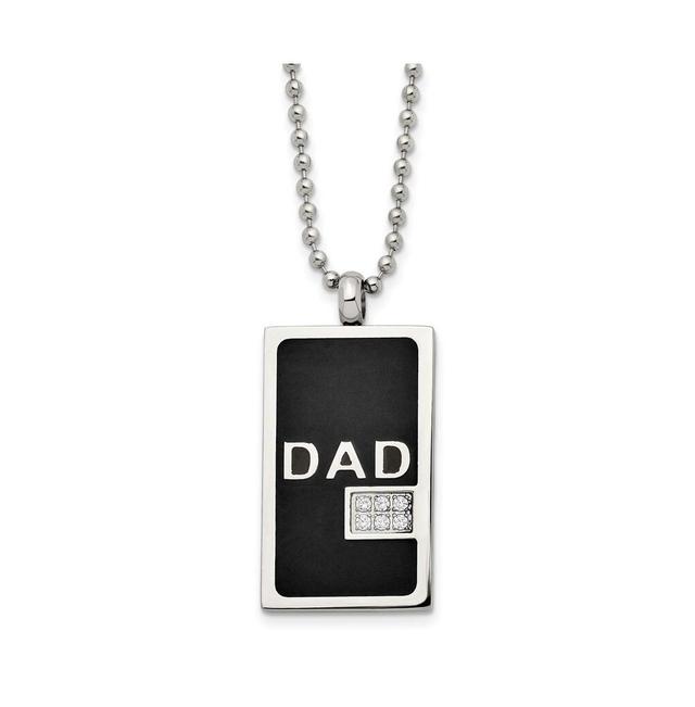 Chisel Black Ip-plated Cz Dad Dog Tag Ball Chain Necklace Product Image