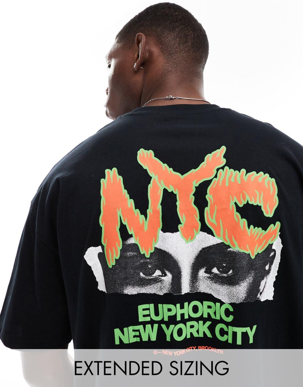 ASOS DESIGN oversized T-shirt in black with NYC back print Product Image