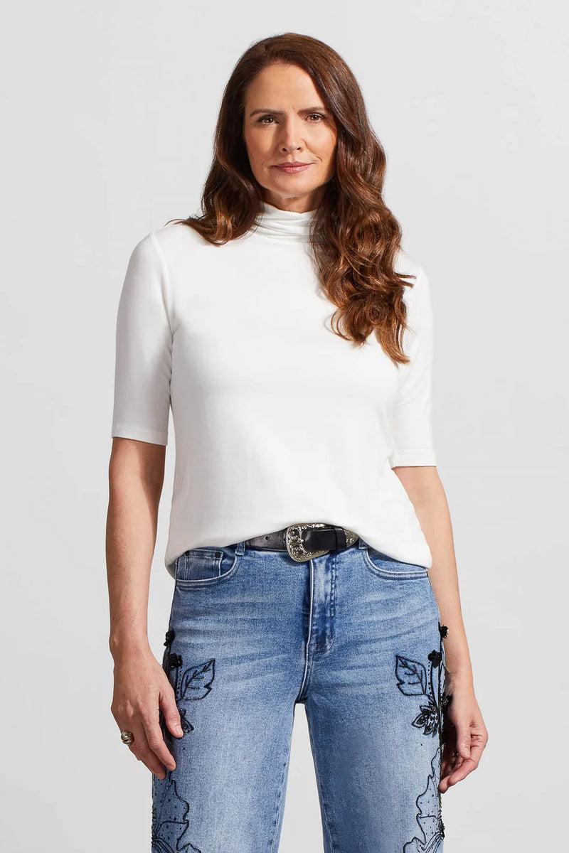 French Terry Elbow Sleeve Top - Cream Product Image