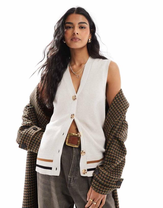 Object intarsia knit longline vest in oatmeal Product Image