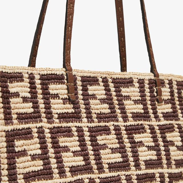 Large RollBrown FF raffia crochet Shopper Product Image