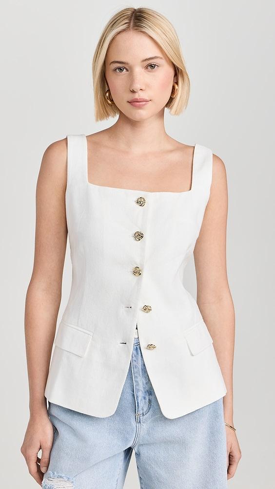 Pixie Market Agatha Gold Button Linen Vest | Shopbop Product Image