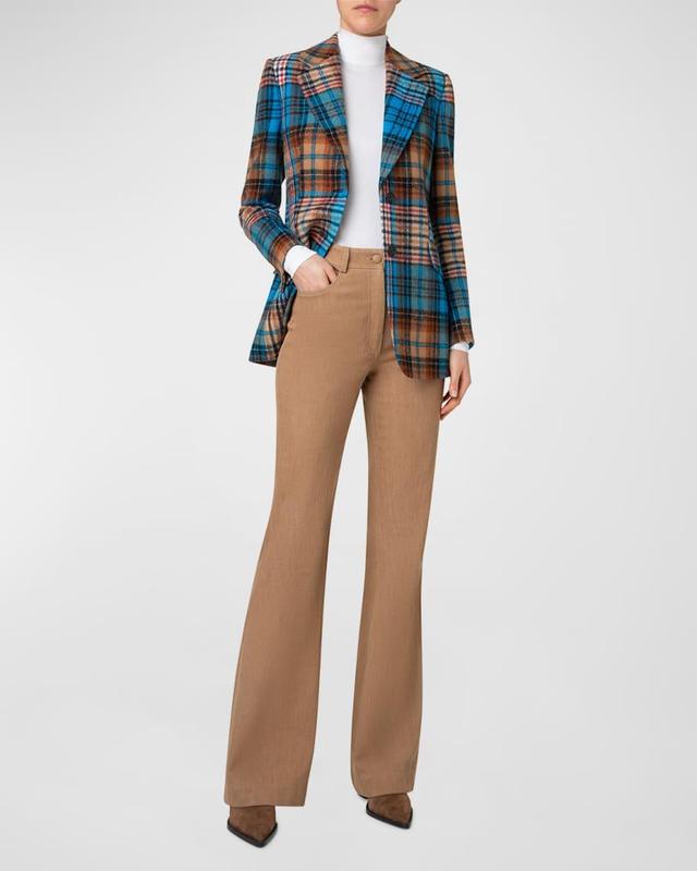 Tartan Check Tweed Single-Breasted Blazer Jacket Product Image