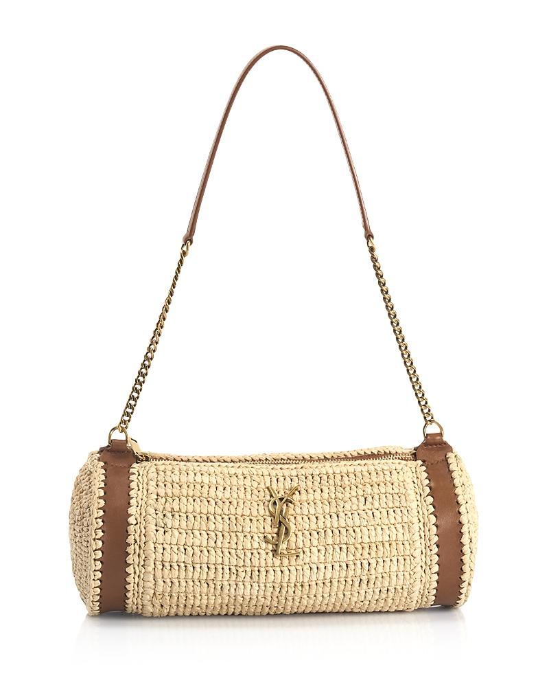 Womens Cassandre Small Cylindric Bag in Raffia and Vegetable-Tanned Leather Product Image