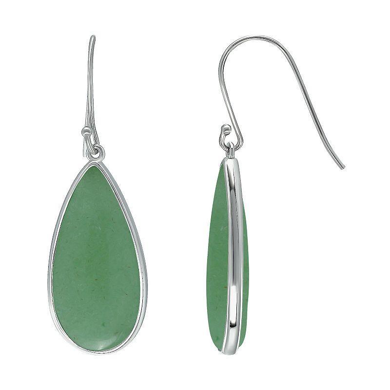 Aleure Precioso Sterling Silver Pear Shaped Gemstone Drop Earrings, Womens, Green Product Image